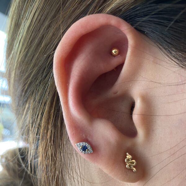 Plain solid gold rook barbell