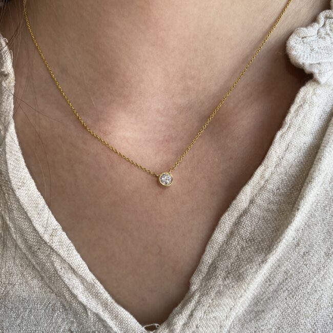 Round Bezel Solitaire Necklace