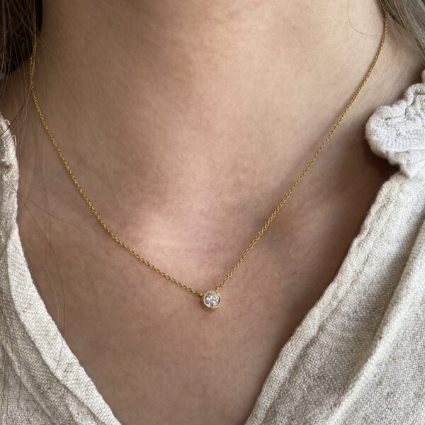 Round Bezel Solitaire Necklace
